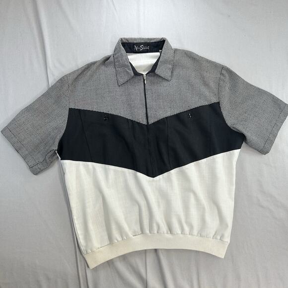 Vintage Alan Stuart Shirt Mens Large Made USA Colorblock Short Sleeve 80s 90s - Picture 1 of 11